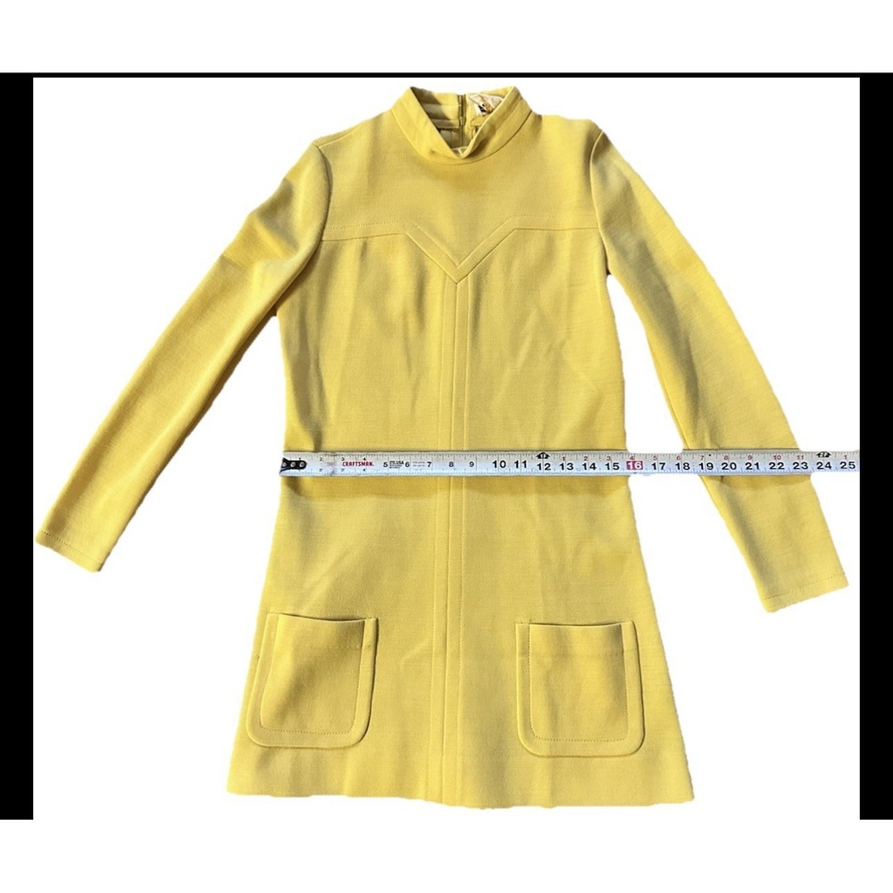 1970's Vintage Butte Knit Yellow Mustard‎ Dress Womens Size Small/Medium - Picture 9 of 12